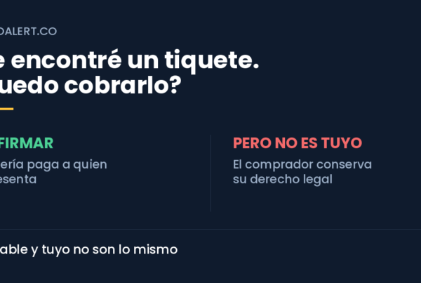 Tiquete de lotería sin firmar: la lotería paga a quien lo presenta, pero el comprador original conserva su derecho legal sobre el premio